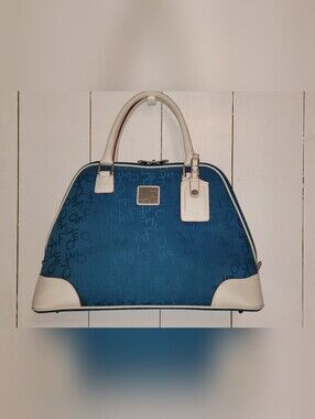 Diane Von Furstenberg DVF Signature Blue White Satchel Tote Weekender Laptop Bag